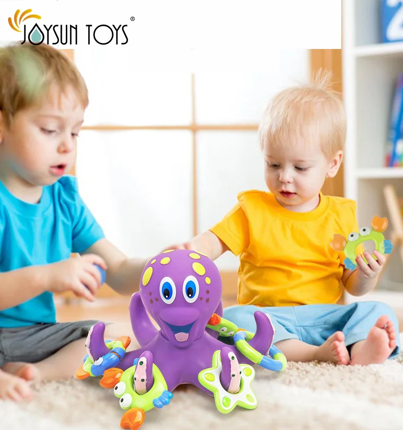 Floating Purple Octopus with 4 Hoopla Rings Interactive Bath Toy 2022