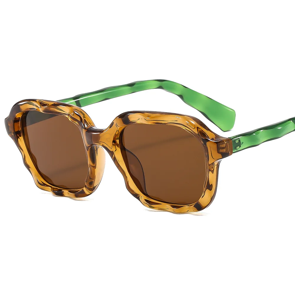 2024 Men Fashion Colorful Candy Colour Wave  Women Vintage Uv400 Protection Retro Square Sunglasses