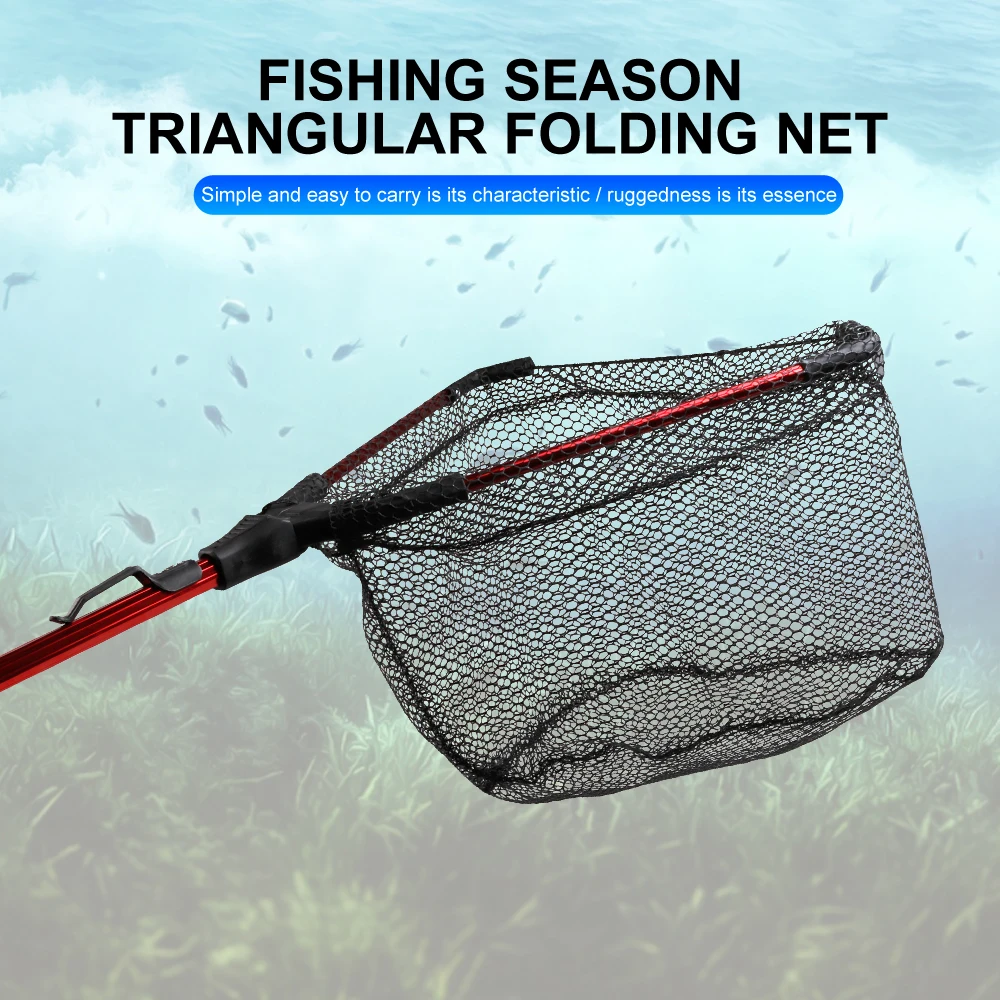 LUSHAZER 80cm 280G carp abs aluminum alloy foldable landing single section nylon handle fish lake ocean hand net fishing