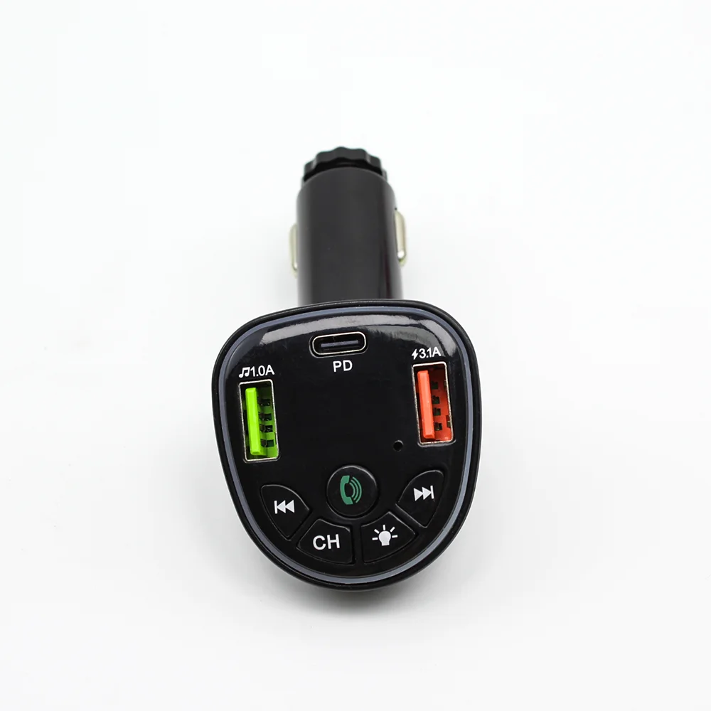BT Hands Free Car Charger Rainbow LED Car MP3 Player Wireless Car Fast Charger