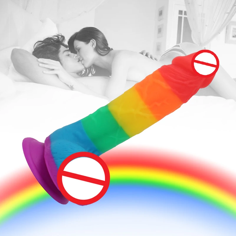 New arrival 7inch real penis pride rainbow dildo for adult sex toy gay anal