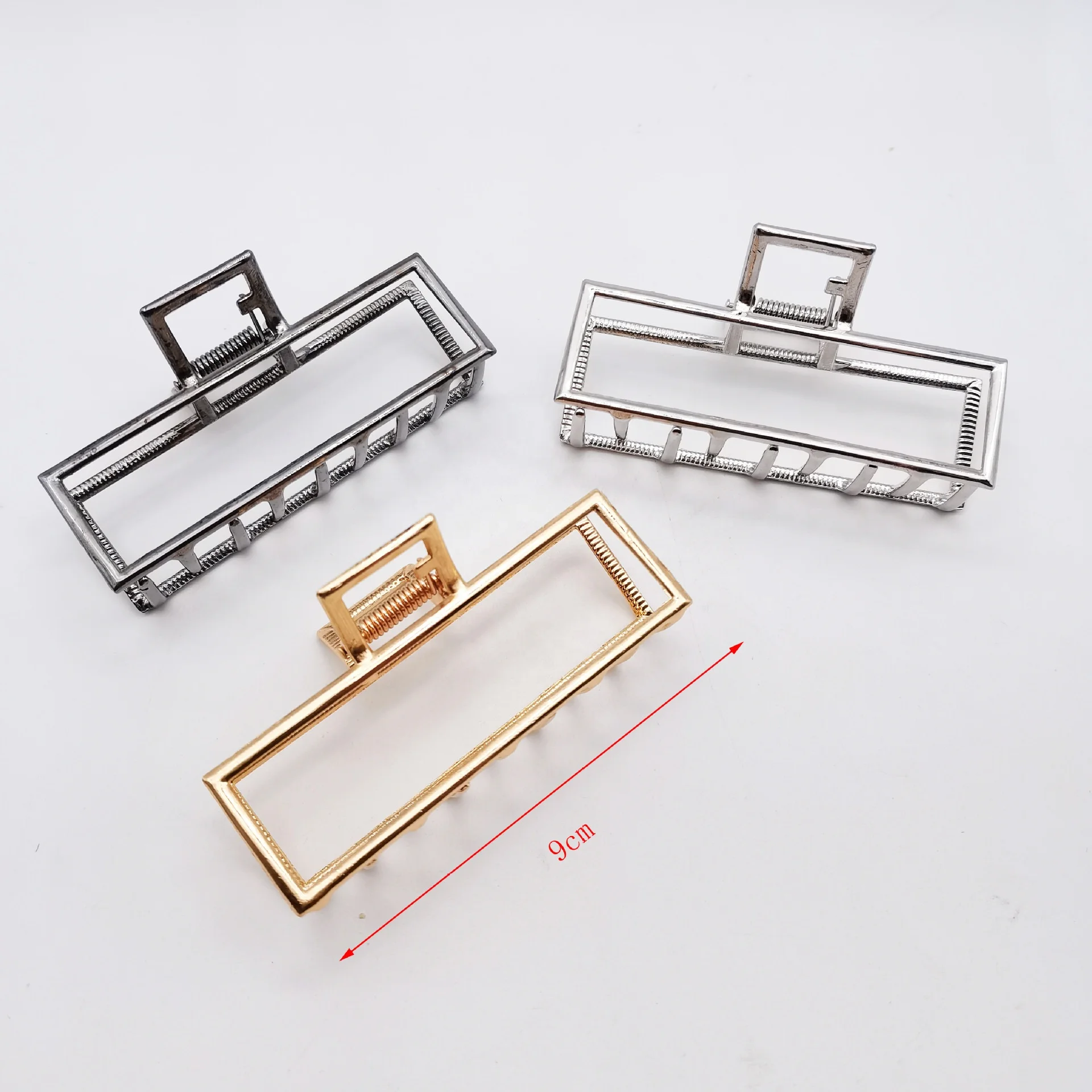 Заколка для волос, золотистая, серебристая, черная, большая металлическая заколка для волос из сплава, зажим для густых волос