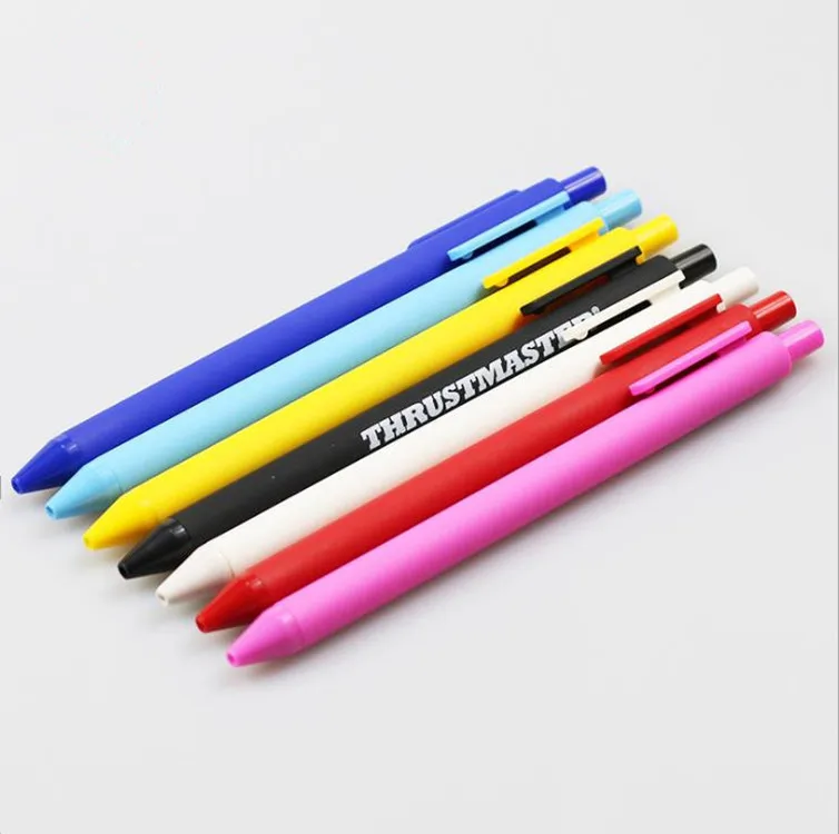 customized good quality gift rubber finished plastic promotional ball pen with custom logo-Black gel ink ball pen