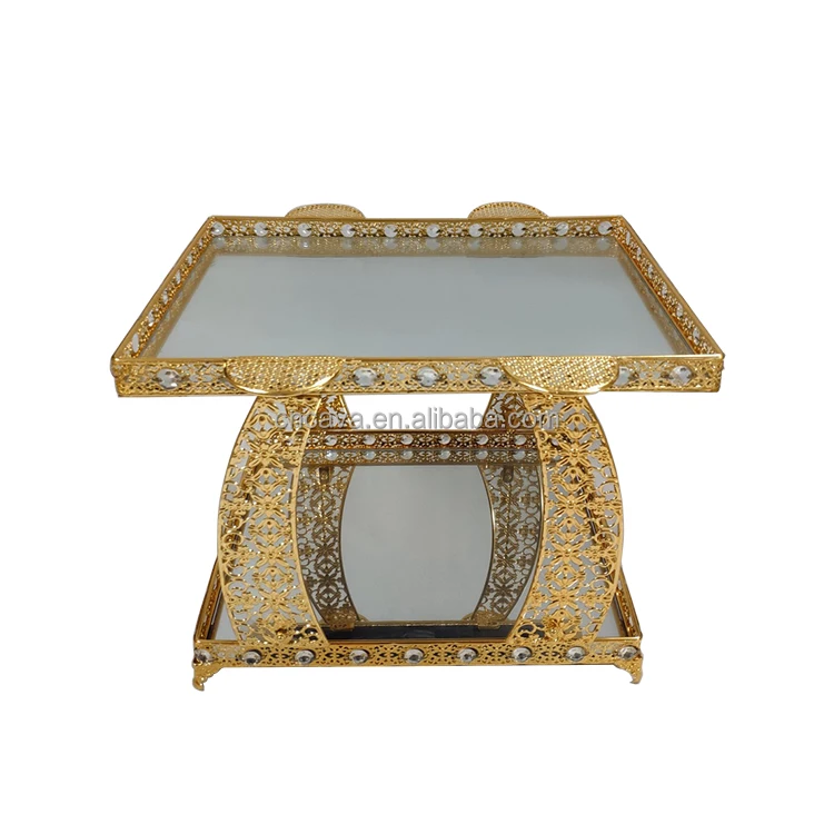 wholesale factory price simple design luxury gold plated metal rekebot tea table tray set