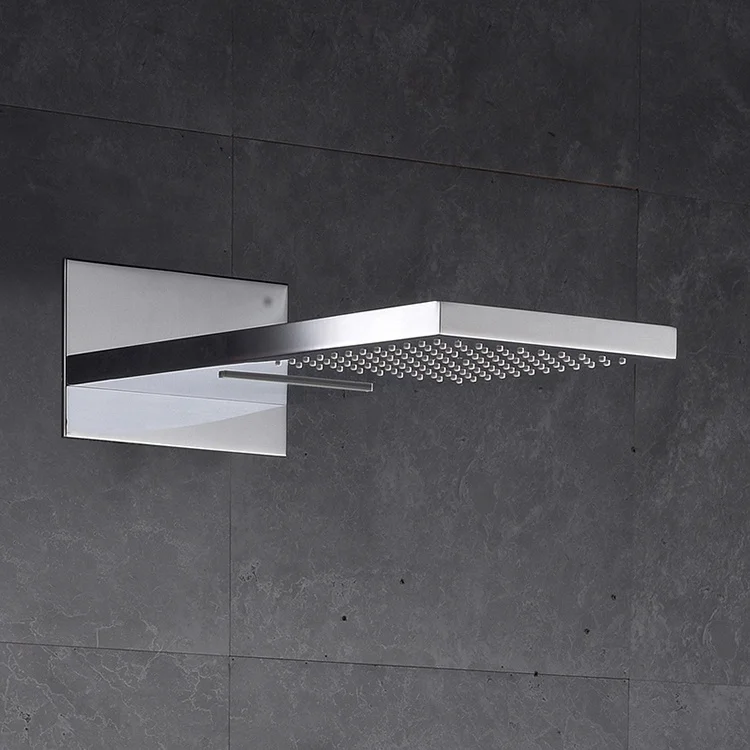 kaiping Digital Chrome Plated Two Functions Shower Head Set LED Digital Rain Panel Thermostatic Shower Faucet