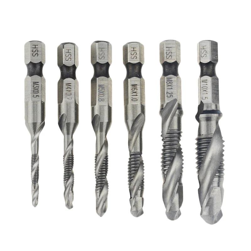Hot sale 6pcs Thread M3 M4 M5 M6 M8 M10 Screw Tap Drill Bits