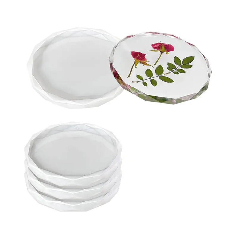 Смоляные формы для подставки, алмазные кристаллы, формы для литья смолы, круглые силиконовые формы для подставки, TLX0285