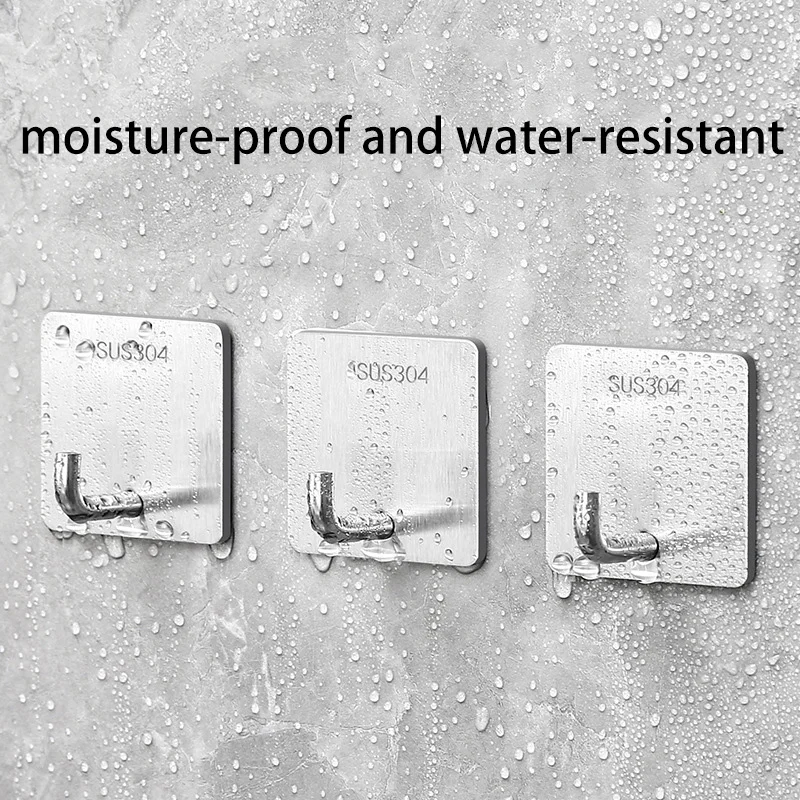 Stainless Steel Waterproof Strong Adhesive Door Back Coat Hooks Elephant Nose Hooks No Punch Home Use