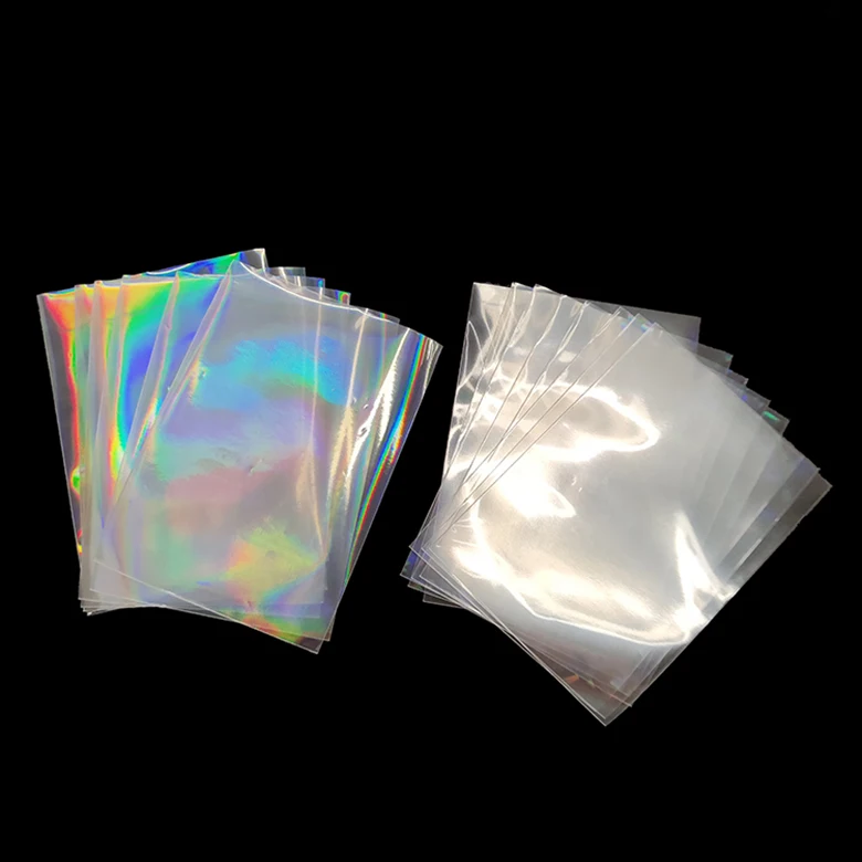 Premium Thickness Double Clear Holographic Card Sleeves Flashing Kpop PC Photocard Sleeves