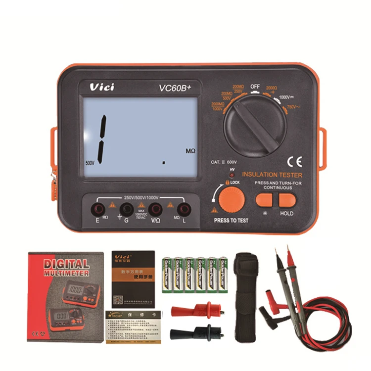 VICI VC60B+ LCD Backlight 1999 Counts Digital Insulation Ohm Tester