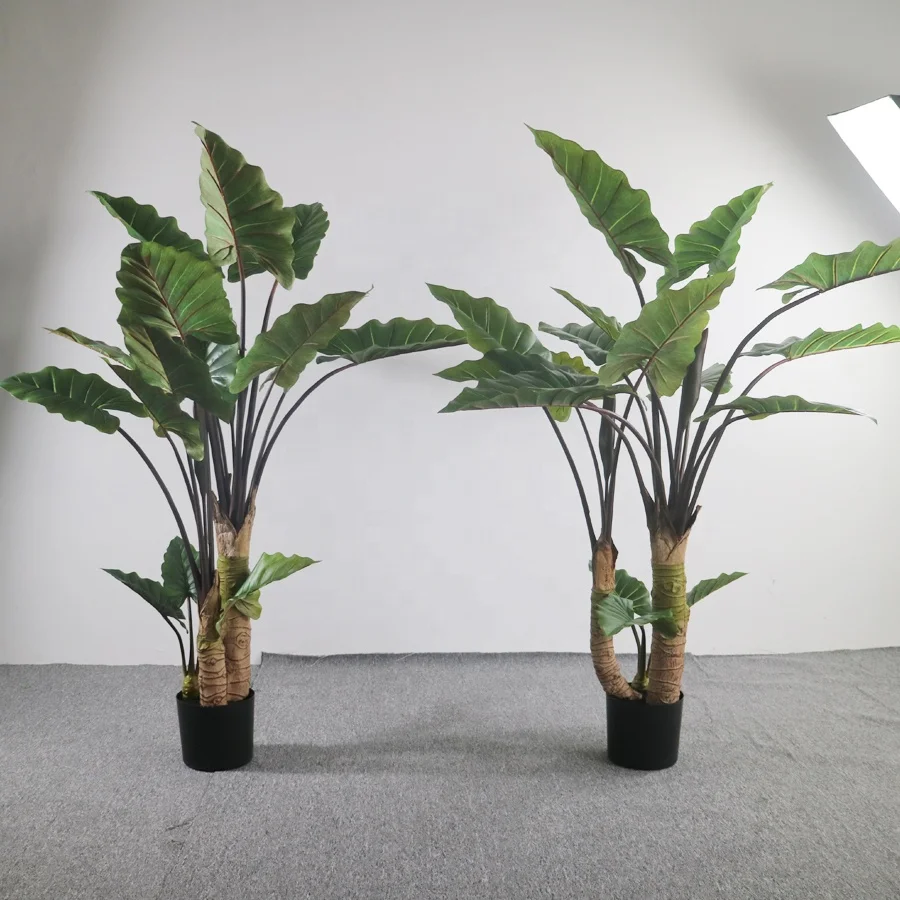 Garden decorative real touch artificial taro plant tree with pot for exporting