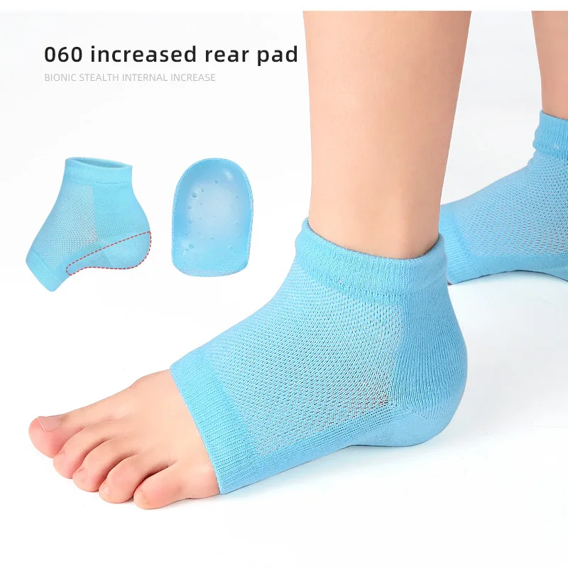 Melenlt Heightening Wedge Insole Socks Invisible Silicone Height Increase Insole Socks Heel Pad Insert for Pain Relive
