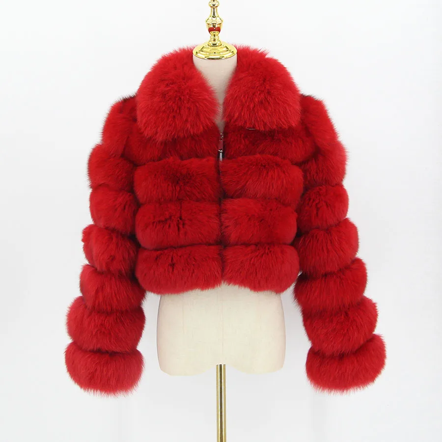 QIUCHEN  2021 Winter Casual Women Real Fox Fur warm Coat Raccoon Fur Jacket Oversized Short Coats For Ladies QC19021