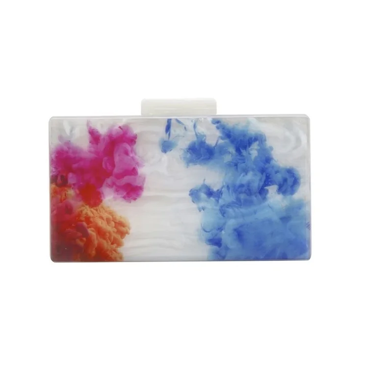 Latest ink painting watery marble pattern acrylic bag money purse handbag clutches for woman