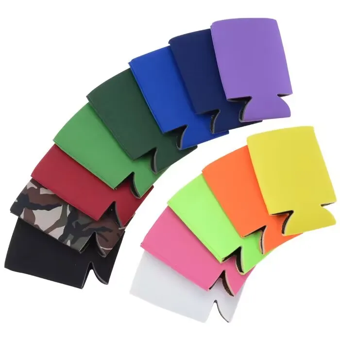 Wholesale solid Foam 12 oz beer coolers foldable insulated coolers can cover sublimation blank can kooize for Cans