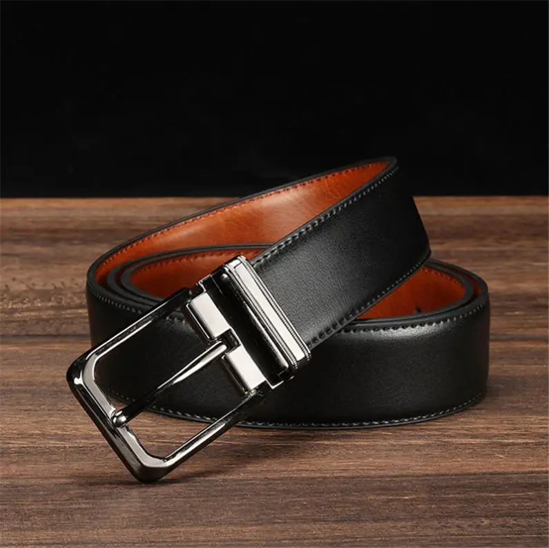 Men Fashionable Durable Alloy Pin Buckle Genuine Leather Belt Vintage Casual Leather Waist Belt For Jeans G208A