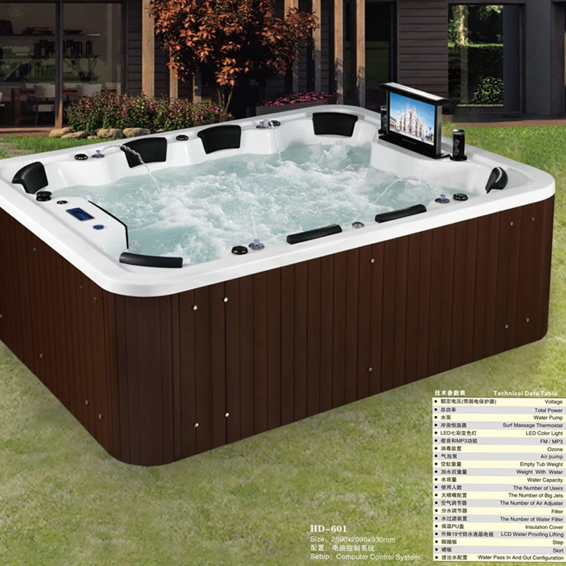Outdoor intelligent constant temperature heating finished bubble pool, luxurious large bathtub, oversized hot spring bath