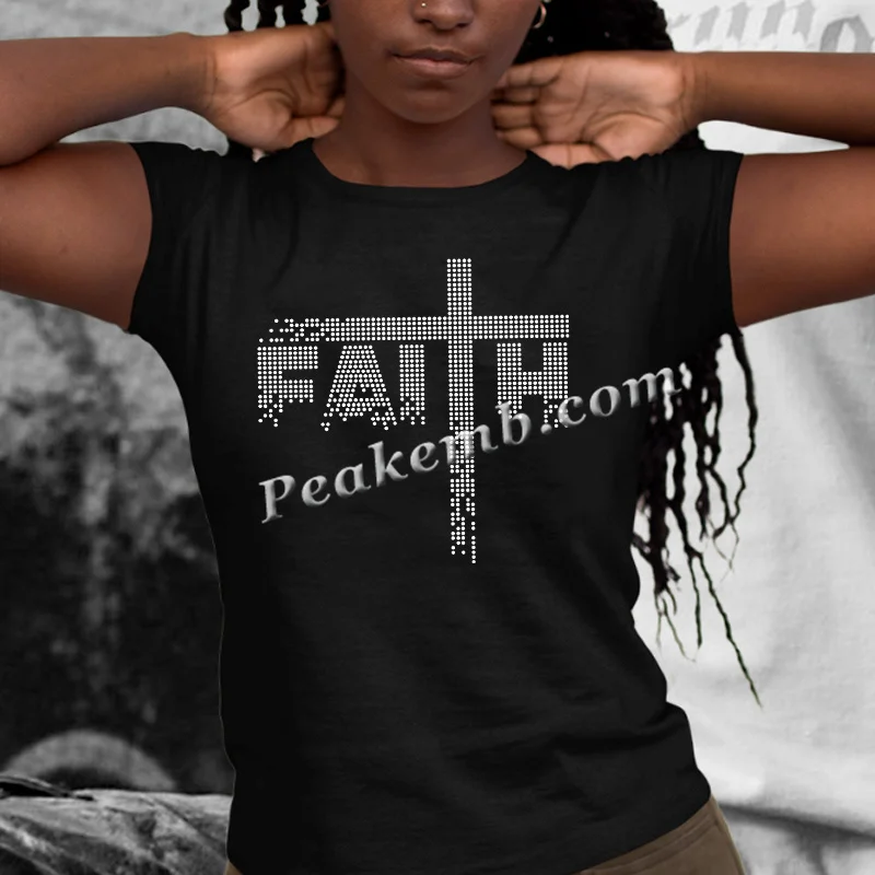 Hotfix Faith Crystal Rhinestone Trim Decoration Wholesale Hot Fix Believe Jesus Faith Rhinestones Tape For Dress