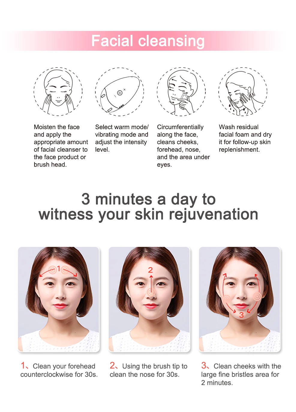 Shenzhen Siken 3D Notime ROHS ultrasonic Portable facial cleansing brush