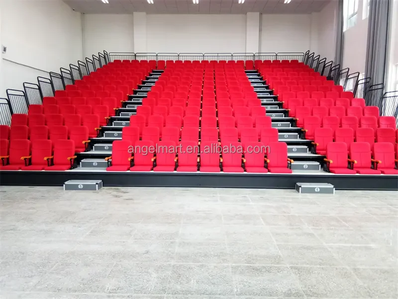 High Quality electric retractable bleachers with high back foldable HDPE Plastic Seats for Theater