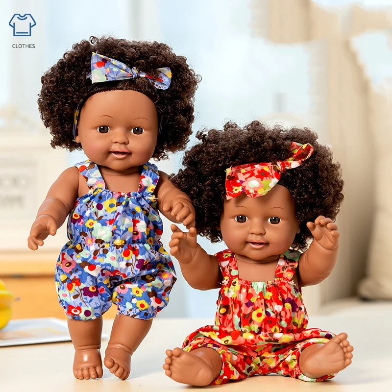 SongYi Factory Wholesale Realistic Dark Skin Newborn Baby Model Fashion Simulation PVC Black Hair Doll Toy