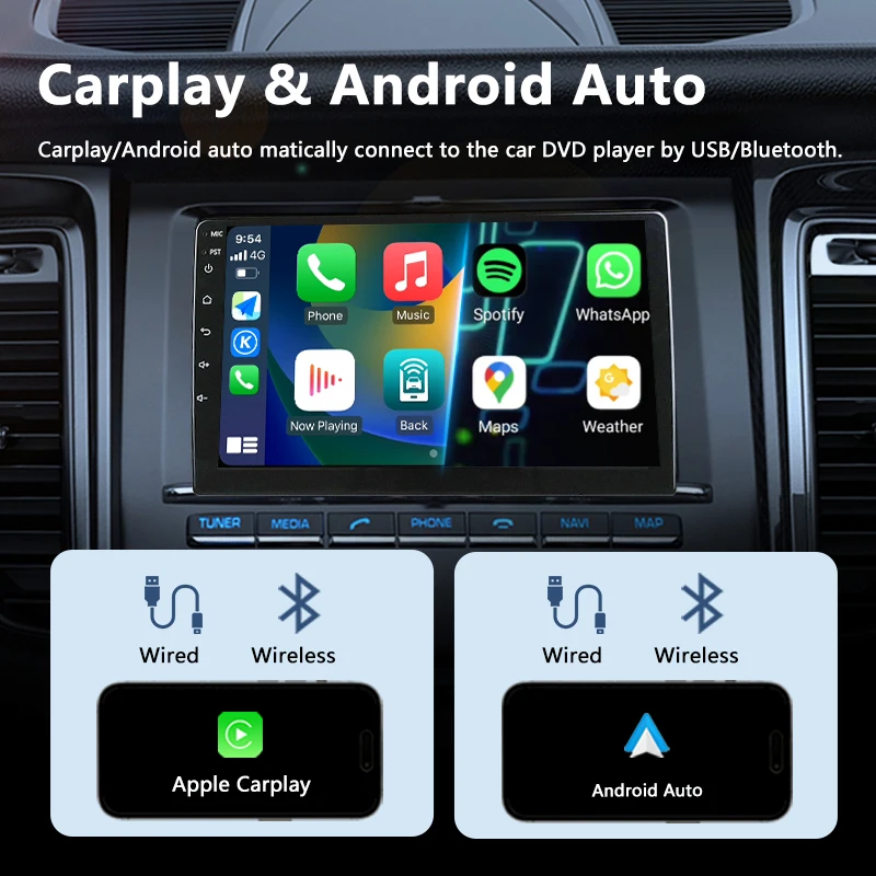 Factory N2 32GB 7 Inch Single Din Car Android Radio Stereo Wireless Carplay 9/10 Inch Car Monitor Touch Screen DVD Player GPS