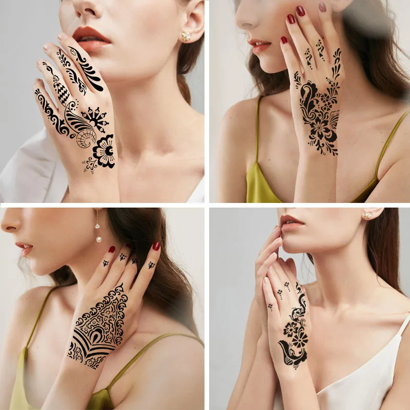 Henna Tattoo Stencils,Indian Arabian Temporary Tattoo Template DIY Stencil Stickers for Hand Face Body Art Paint Stencil