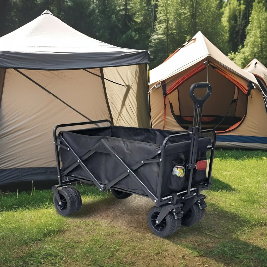 New Design Heavy Duty Outdoor Utility Wagon Folding Wagon Cart Outdoor Foldable Carts Wagon for Shopping Camping Picnic Garden