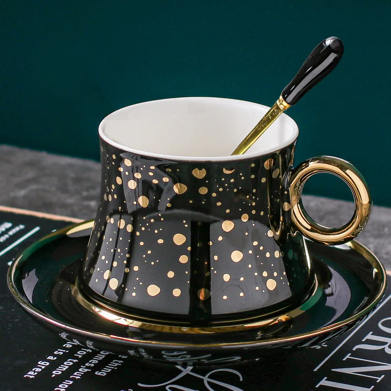 Flypeak New Nordic style luxury ceramic mugs coffee cup and saucer set tazas ceramic coffee cup tea cup sets