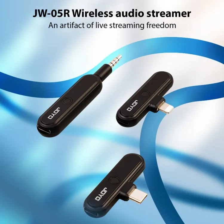 JOYO Wireless Audio Interface Transmitter Receiver Set Two Interface for Cellphone Live Streaming Internal Recording Sound Card
