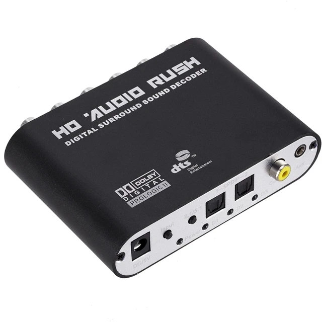 5.1 Audio Rush Digital Sound Decoder Converter 5.1CH Analog Audio 6RCA Output Optical SPDIF Coaxial R/L Audio