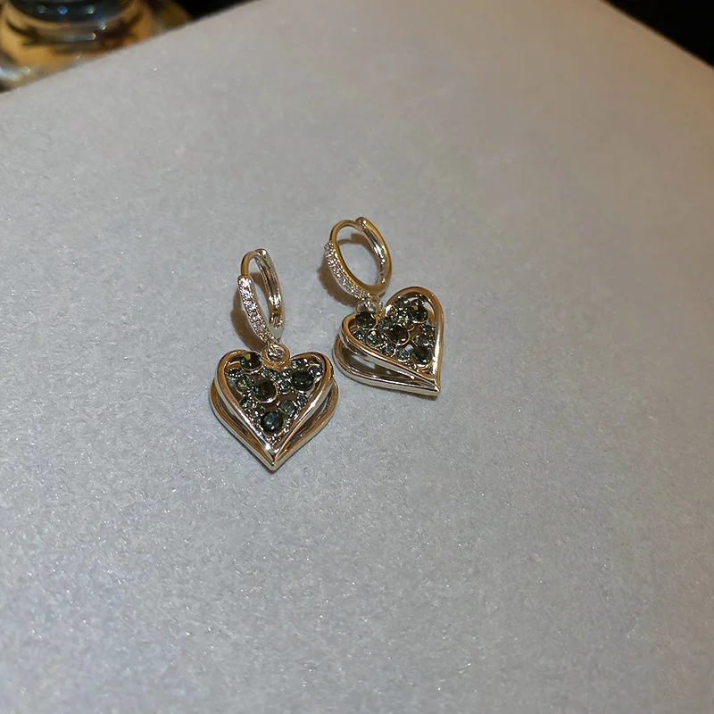 Korean Earrings Silver Color Heart Bling Zircon Stone Stud Earrings for Women Fashion Jewelry 2022 Trend