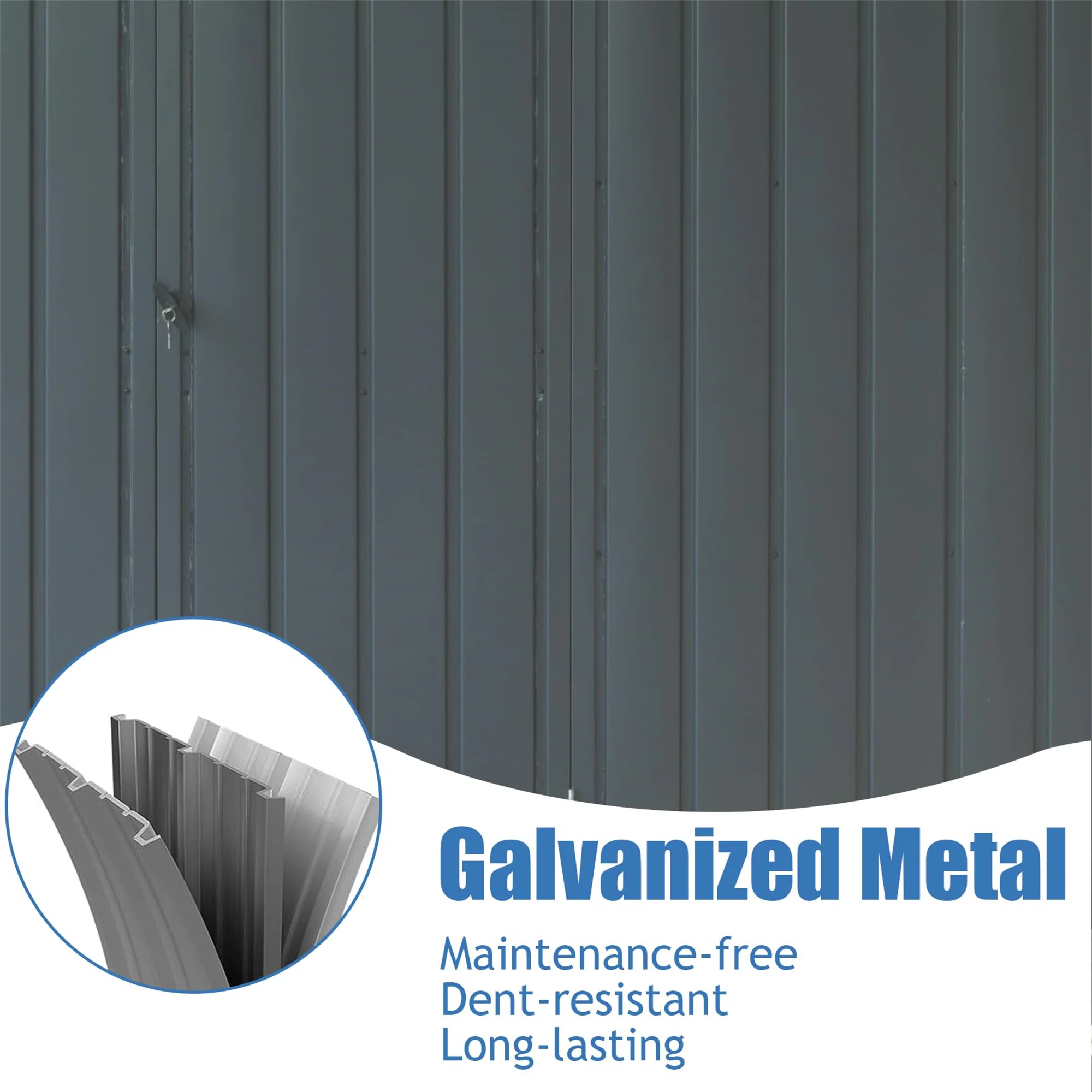 11 * 12.5 FT Outdoor Garden Shed Metal Utility Tool Storage Room with Lockable Door for Patio(Dark Gray)