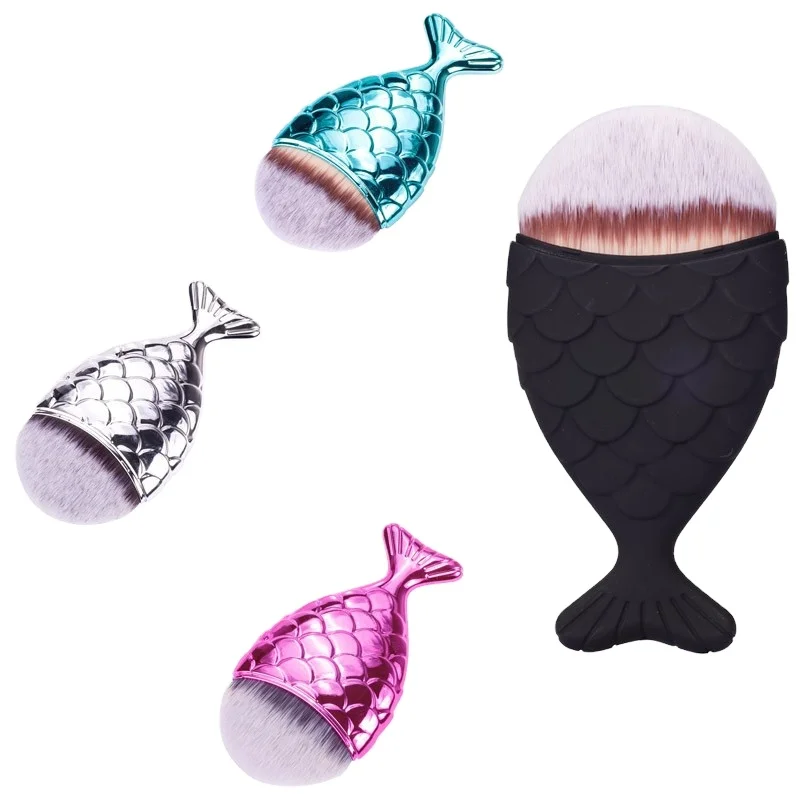 
High-end fashion single colorful mermaid blush makeup brush, engraving makeup tools private label set 