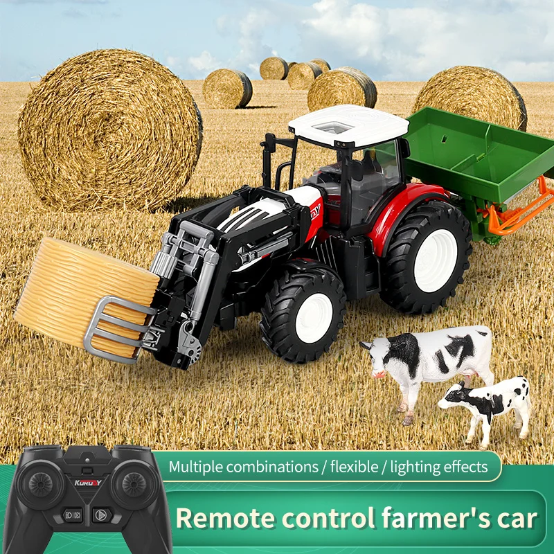RC Farm Car Tractors Trailer 2.4G Radio Controlled Cars Farming Simulator Truck Farmers Vehicle Toys Children Boy