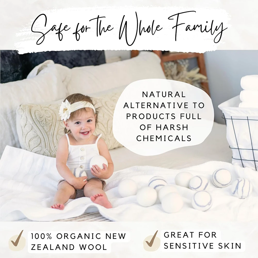 Wool dryer ball 100% wool Tumble Felt Dryer Decoration Wool Ball,6 Pack XL Laundry Balls