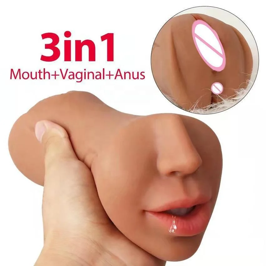 Hot selling 3-channel male masturbator pocket vulva artificial vagina anal mouth sex toys for men masturbating