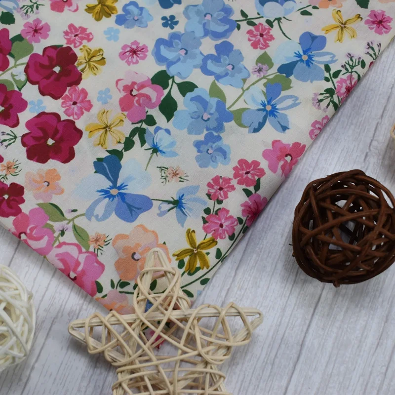 Low moq custom digital printing wholesale London lawn tana lawn high quality 100% flower cotton printed fabric floral for dress