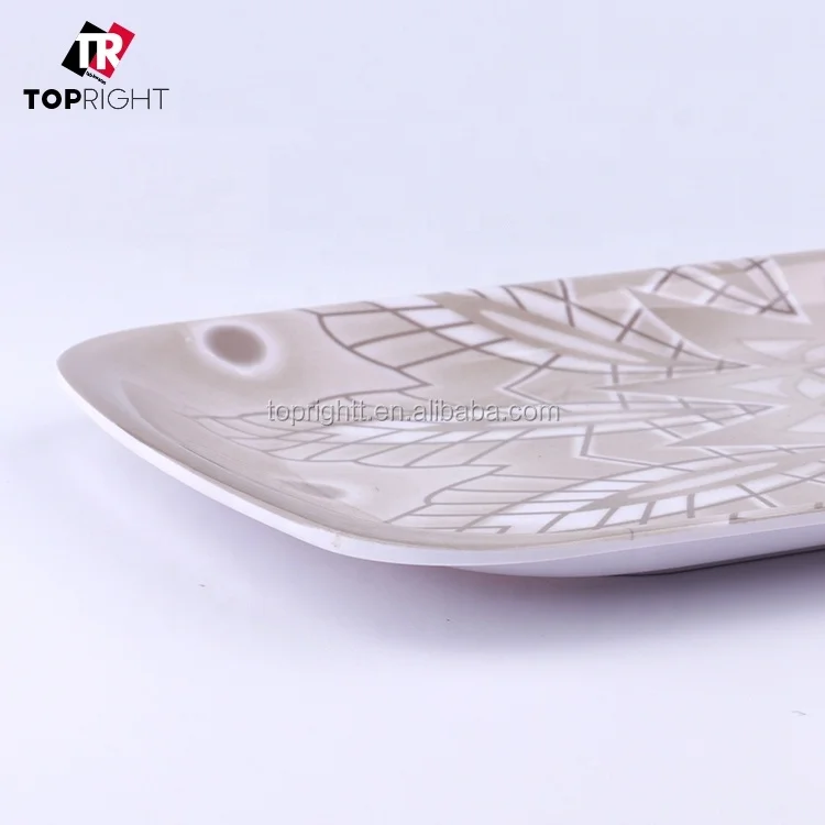 Custom high quality Print Blue Melamine Plastic Sweet Serving fruit snack Tray