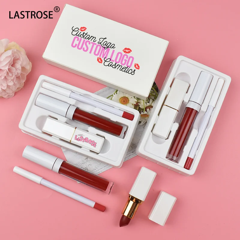 Wholesale 3-in-1 Kits Makeup Cosmetics Lipstick Liner Lipgloss Lipliner Gift Set Private Label with Logo