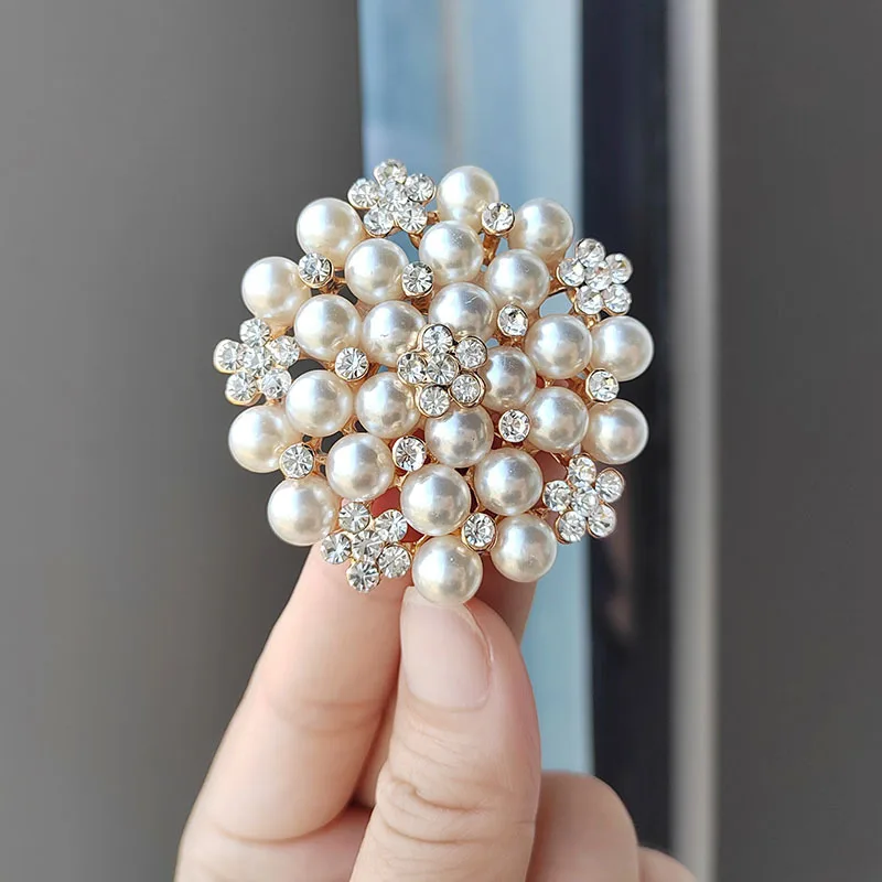 High Quality Women Fashion Luxury Jewelry Gold Silver Alloy Rhinestone Pearl Brooches