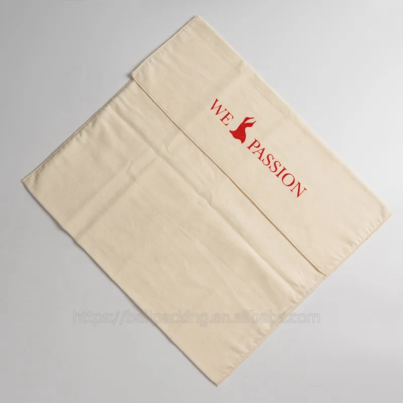 Custom Logo Printed Cotton Flannel Envelope Dust Bag For Handbag