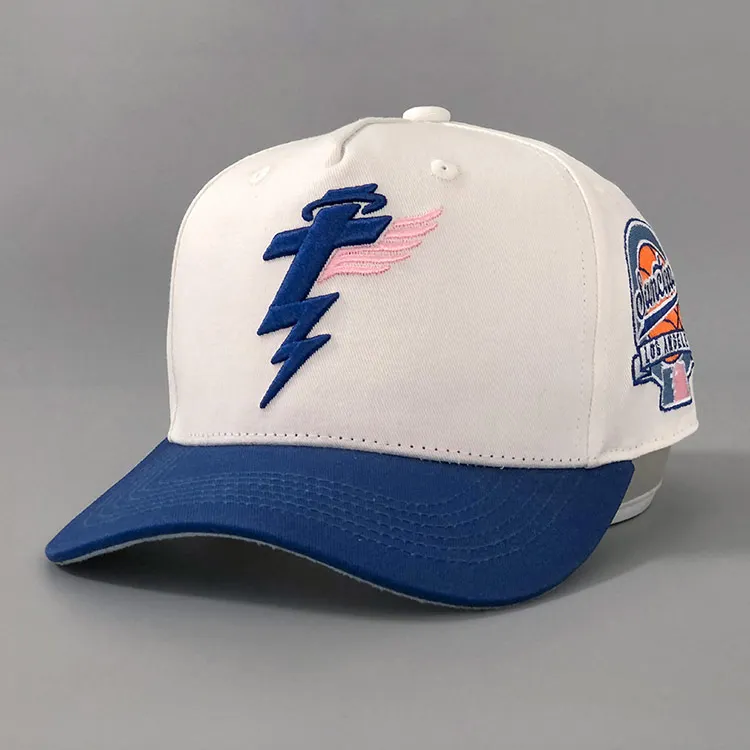 2022 New Design Two Tone Baseball Cap 5 Panel Structured Cotton Cap Customized Embroidered Logos Sports Cap Hats