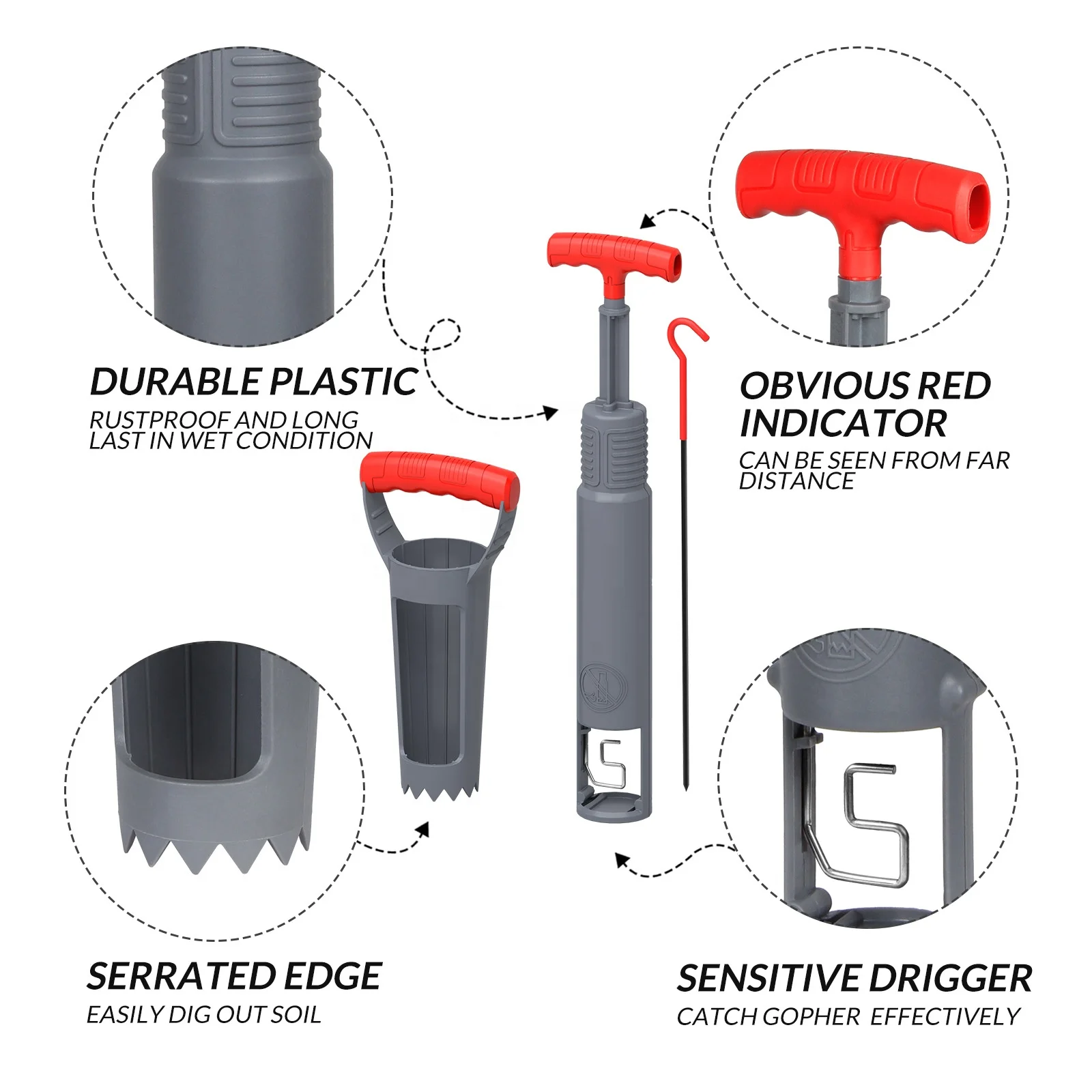 Eco-Friendly Effective Gardens Lawns Farming Yard Plastics Mouse Trap OEM ODM Gopher-Control Mole Trap Set