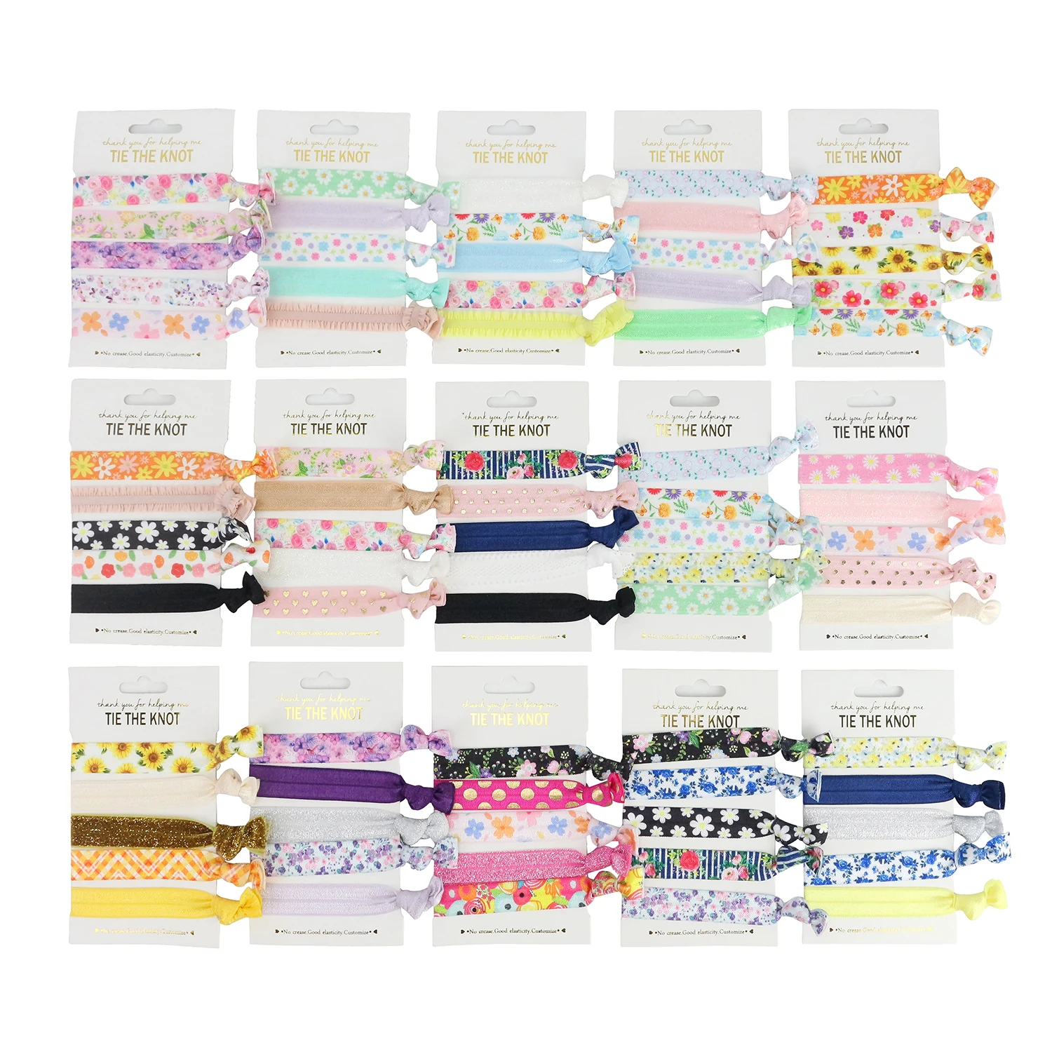 Huihuang Wholesale Price Christmas Girls Women Hair Accessories Custom Logo Gold Foil Ink Print Holiday Knot Elastic Hair Tie