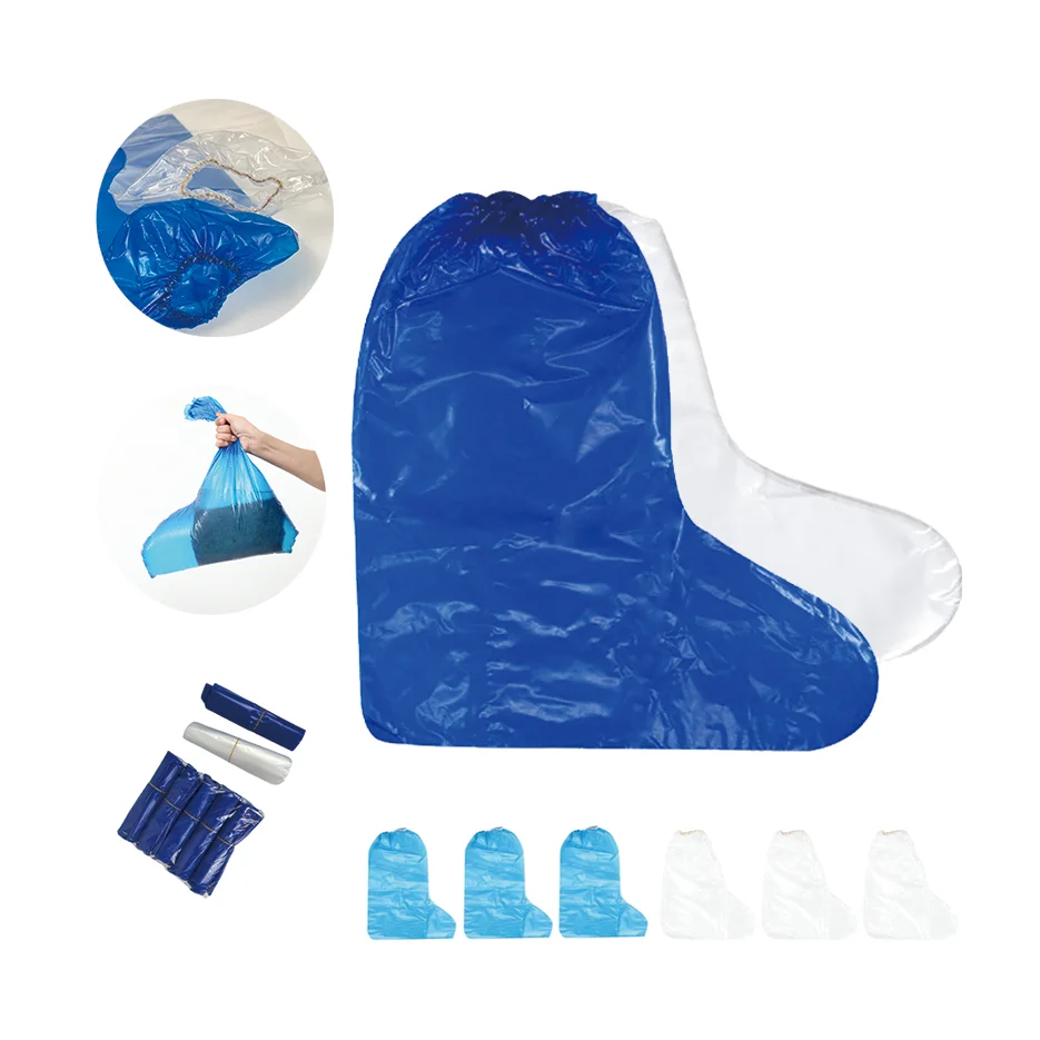 wholesale support outdoor travel long pe blue Lightweight transparent boot cover waterproof shoe cover