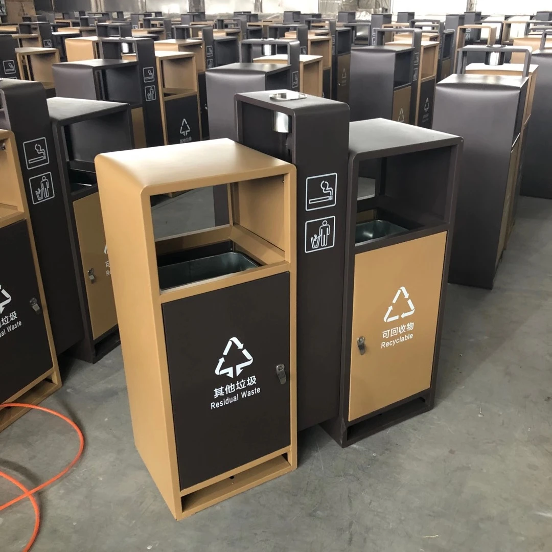 In stock outdoor metal waste bin trash can stainless steel outdoor garbage can waste container