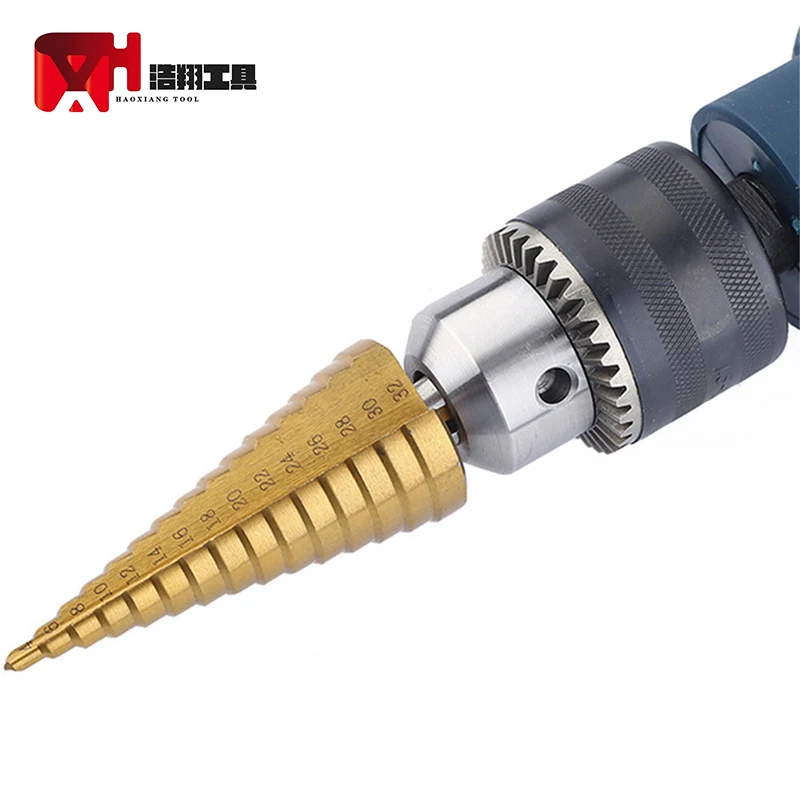 
High-speed Steel Wear-resistant Punching Tool Titanium-plated Step Drill Bit Set 