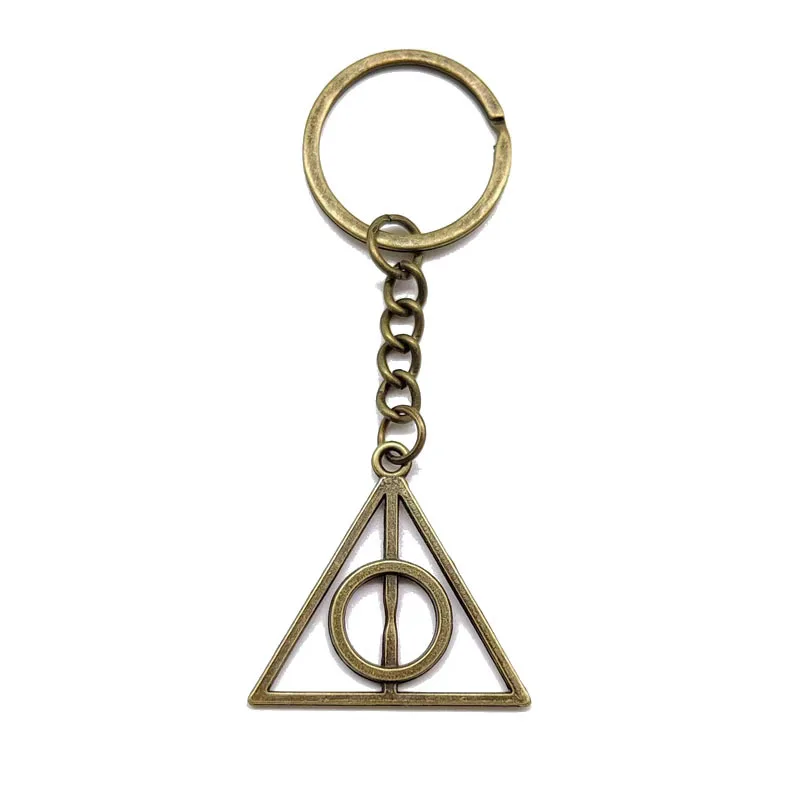 Vintage Harry  Deathly Hallows keychain Alloy Geometric Triangle Keychain car bag pendant Fashion Movie Character Key ring