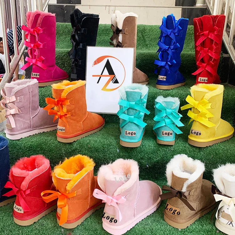 201 genuine waterproof brown real fuzzy sheepskin snow boots women shoes lady ankle girls winter fur boots kids in bulk